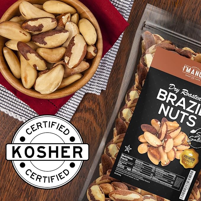 I’m A Nut Brazil Nuts, Dry Roasted, 32oz (2 Pounds) | No oil | No Herbicides Or Pesticides | Batch Tested Gluten & Peanut Free | Non GMO | No PPO | Vegan and Keto Friendly | Premium Quality | Made from 100% Natural Brazil Nuts