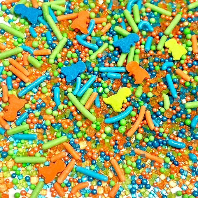 COOL MOM SPRINKLES T Rex Sprinkles (4 oz.) – Dinosaur Birthday Sprinkles for Decorating Cakes, Cupcakes, Cookies & Desserts – Mixed in the USA/Gluten-Free