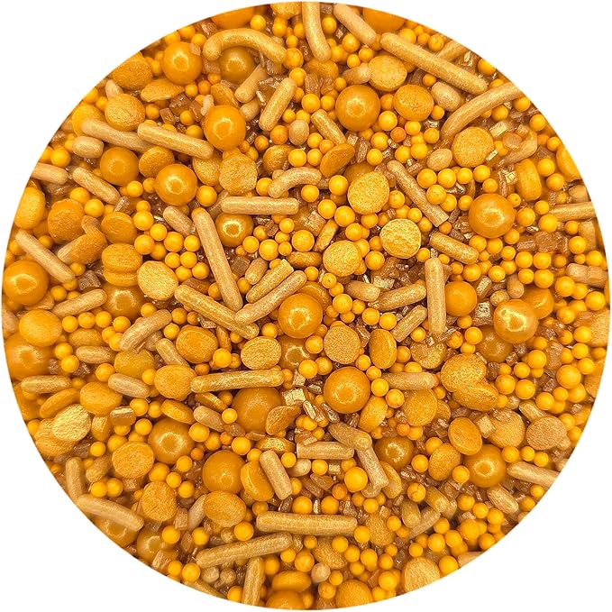 NCS Stay Golden Gold Edible Candy Sprinkle Mix, 8 ounce - Great for Cupcakes, Cookies, Cakes, Cake Pops