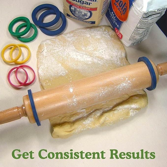 Regency Wraps Evendough Bands, Rolling Pin Rings for Rolling Dough to Precise Thickness for Pizza, Pies, Pastries, Pasta, Set of 4 sizes, Pack of 2