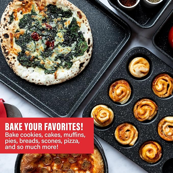 Granitestone Black 5 Pc Nonstick Bakeware Set With Oven Pans, Baking Sheet - Complete Kitchen Baking Set, Oven and Dishwasher Safe