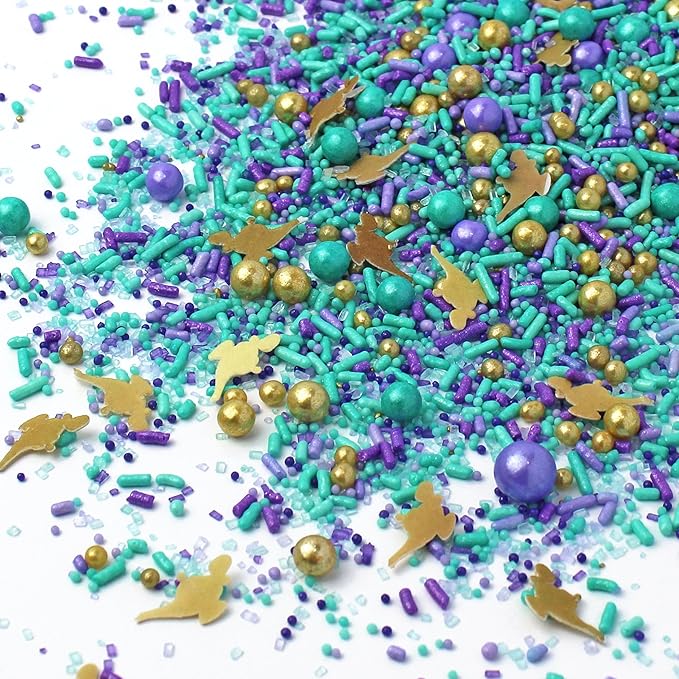 Sprinkle Pop Arabian Princess Sprinkles Mix| Aqua Lavender Purple Sprinkles with ~20 Genie Bottle Toppers and Gold Dragees| Girl Birthday Decorating Sprinkles Made in USA for Cake Cookie Cupcakes, 4oz