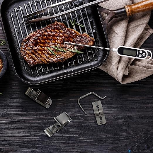 Temp Probe Clip 6 Pack - Four Holes Grill Temperature Probe Holder Clips for All Universal Probe, Work for Wireless Thermometer, Bluetooth, Grill Thermometer for Outside Grill