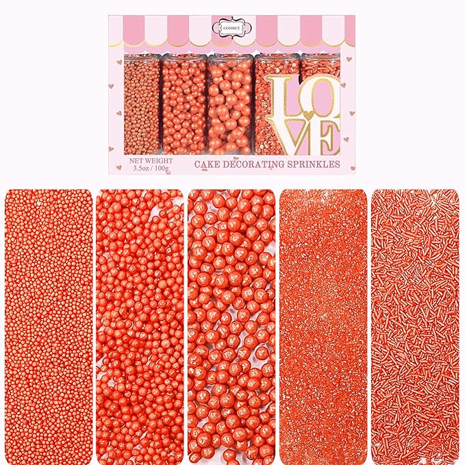 Confect Orange Sprinkles – Halloween Edible Sprinkle Mix | Assorted 5-Pack with Orange Dragees, Jimmies & Sparkling Sugar | Spooky-Night Sprinkles | Cake & Cupcake Decorating Topping | Vegan, Gluten-Free – 5 Oz