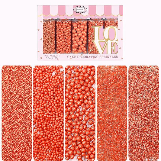 Confect Orange Sprinkles – Halloween Edible Sprinkle Mix | Assorted 5-Pack with Orange Dragees, Jimmies & Sparkling Sugar | Spooky-Night Sprinkles | Cake & Cupcake Decorating Topping | Vegan, Gluten-Free – 5 Oz