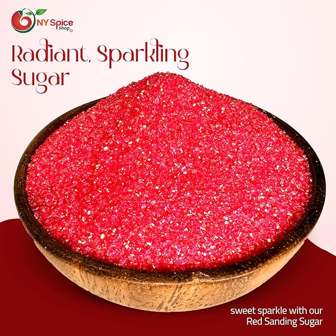 NY Spice Shop Christmas Red Sanding Sugar - 8 Ounce Edible Holiday Sprinkles for Cake Decorating, Cupcakes and Cookies - Festive Baking Decorations for Christmas Desserts, Candy Dishes and Gift Treats