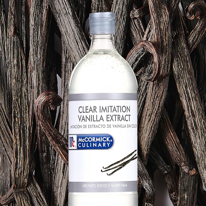 McCormick Culinary Clear Imitation Vanilla Extract, 32 fl oz - One 32 Fluid Ounce Bottle of Clear Vanilla Flavoring for Baking, Perfect in Baked Goods, Frostings, Custards and Desserts