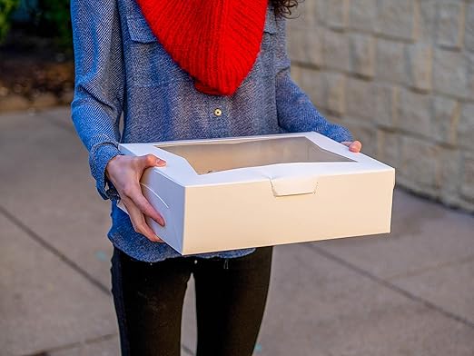 SCT white window bakery boxes with tuck-in lid, 10 x 10 x 5, white, paper, 150/carton