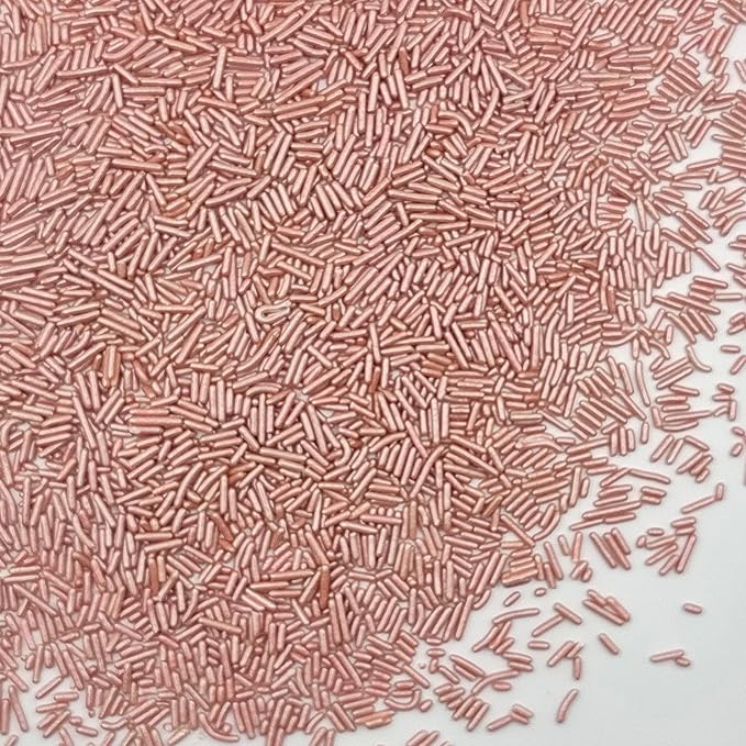 Sentovac Edible Rose Gold Jimmies Sprinkles for Cake Decorating | Cupcake and Ice Cream Toppers Cake Decorations | Soft Jimmies Sprinkles for Baking | 1 Bottle 2.75oz Cookie Decorating Celebrations Wedding Shower Party Chirstmas Supplies
