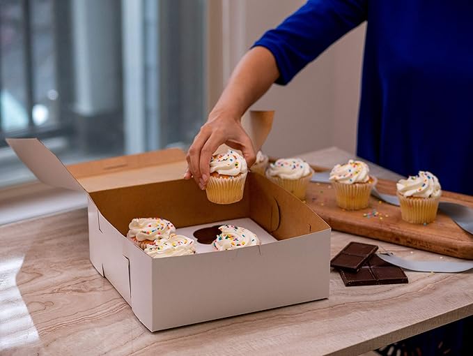 Southern Champion Tray 1025 Premium Clay Coated Kraft Paperboard White Non-Window Sheet Cake and Utility Box, 14" Length x 10" Width x 4" Height, 1/4 Sheet (Case of 100)