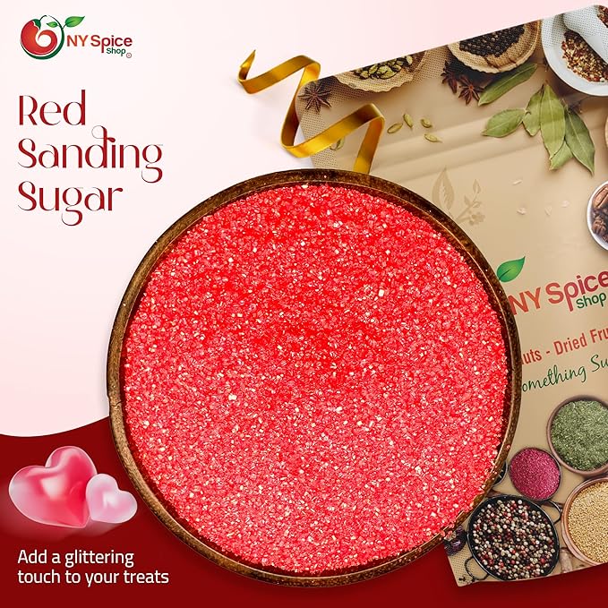 NY Spice Shop Christmas Red Sanding Sugar - 3 Pound Edible Holiday Sprinkles for Cake Decorating, Cupcakes and Cookies - Festive Baking Decorations for Christmas Desserts, Candy Dishes and Gift Treats