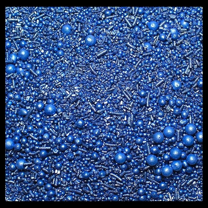 Confect Edible Christmas Sprinkles – Navy Blue Pearl & Vermicelli Mix for Frozen-Themed Cake, Cupcake, Cookie & Holiday Baking Decoration | Vegan, Gluten-Free, Soy-Free, Dairy-Free, Palm Oil-Free- 4.2 Oz
