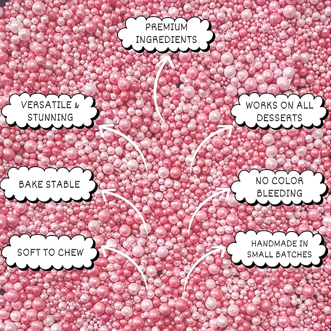 Confect Love Disco Balls – Pearlescent Pink Edible Decorative Sprinkles, Large Dahlia Candy Balls for Cake Decorating, Cupcakes, Cookies & Desserts | Baking Decoration | Vegan, Gluten-Free, Nut-Free, Soy-Free, Dairy-Free, Palm Oil-Free- 4.2 Oz