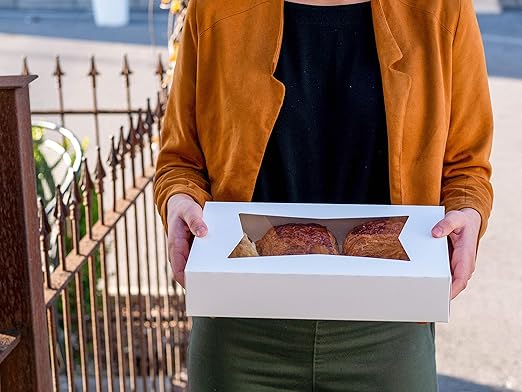 SCT white window bakery boxes with tuck-in lid, 10 x 10 x 5, white, paper, 150/carton