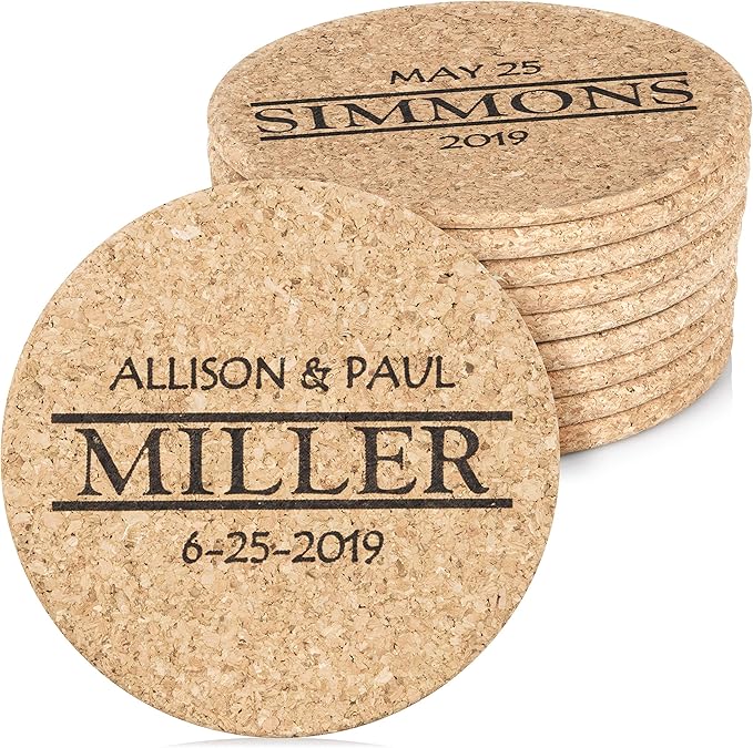 Custom Catch Personalized Cork Trivet Gift - (2) 7" Hot Pads - Customizable Housewarming Trivets for Hot Dishes, Pots, Pans, Baking Sheets, Hot Plates for Table, Countertop, Kitchen