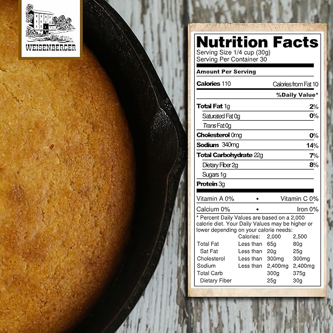 Weisenberger Stone Ground Corn Meal - Fine Ground Cornmeal for Bread, Fish Batter, and More - Bolted White Cornmeal - Made from Local, Non GMO Corn- 2 lb