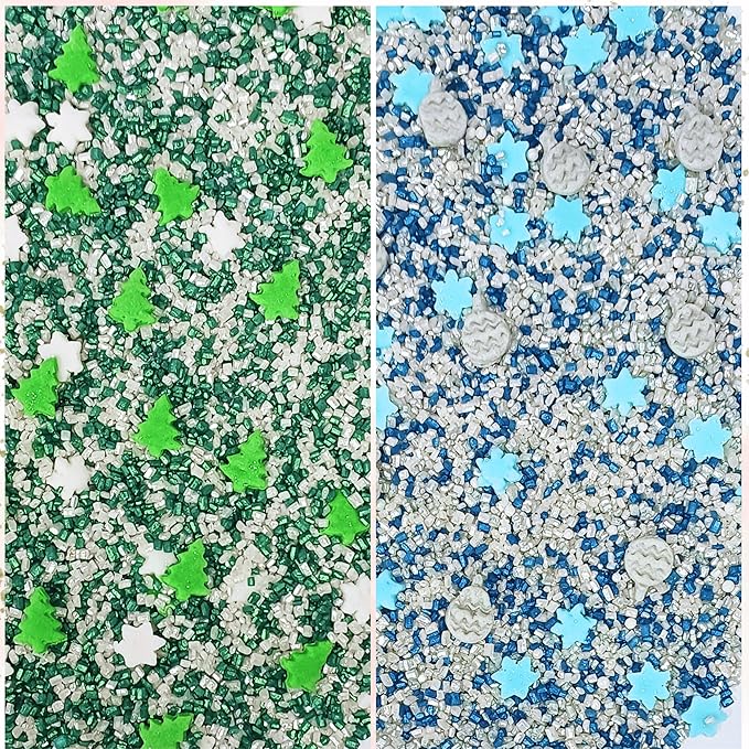 Confect Christmas Sprinkles | Christmas Sprinkles - Green White Silver Blue Red Sparkling Sugar I Christmas Tree Stocking & Snowflakes for Dessert Decorating- 5 Oz