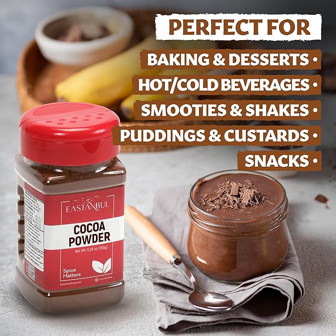 Eastanbul Cacoa Powder, 5.29oz, Raw Cacao Powder, Cocoa for Baking and Smoothies, Unsweetened, Unprocessed Cocoa, Sugar Free, Natural, Vegan,Gluten Free, Non-GMO