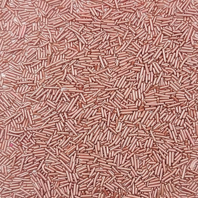 Sentovac Edible Rose Gold Jimmies Sprinkles for Cake Decorating | Cupcake and Ice Cream Toppers Cake Decorations | Soft Jimmies Sprinkles for Baking | 1 Bottle 2.75oz Cookie Decorating Celebrations Wedding Shower Party Chirstmas Supplies