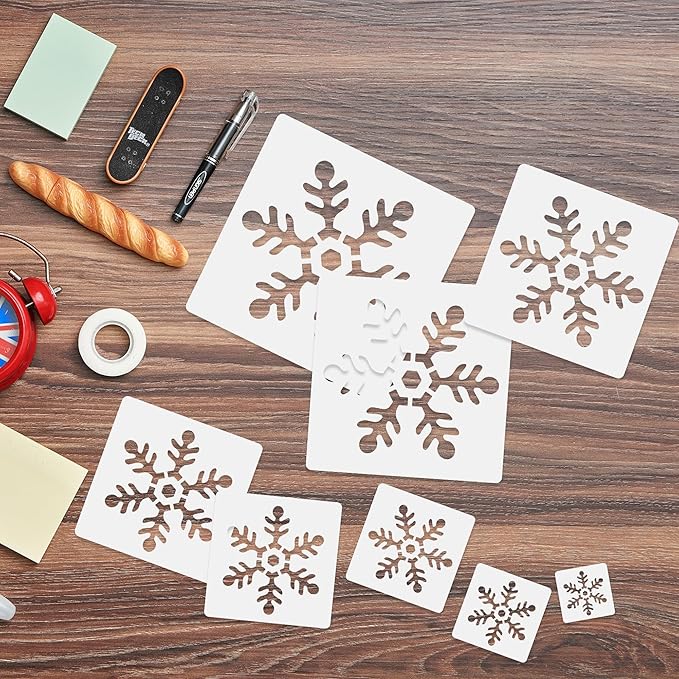 Large Christmas Stencil Template Reusable Plastic Stencils Xmas Decor for Home Decoration Arts Paper Fabric Flag Windows(8 Pcs)