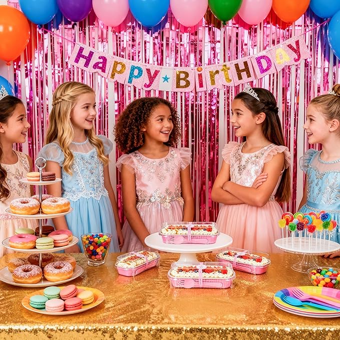 100 Pack Mini Cake Pans with Lids and Spoons Rectangular Aluminum Foil Baking Pans Mini Cheesecake Containers(6.8oz)