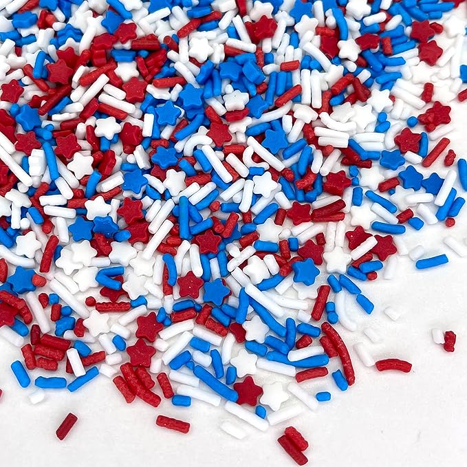 Sprinkles | Patriotic sprinkles | Red white and blue sprinkles | American sprinkles | Cookie sprinkles | July 4th sprinkles | Manvscakes | Chocolate,Potato | Non Toxic
