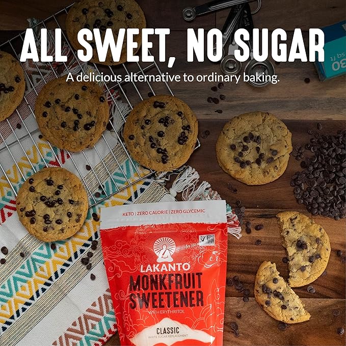 Lakanto Monk Fruit Sweetener With Erythritol, White Sugar Substitute From Monk Fruit Extract, Classic White Sugar Replacement for Baking, Coffee & Tea, Gluten Free, Low Carb, Non GMO, Keto, 5 LB Bag