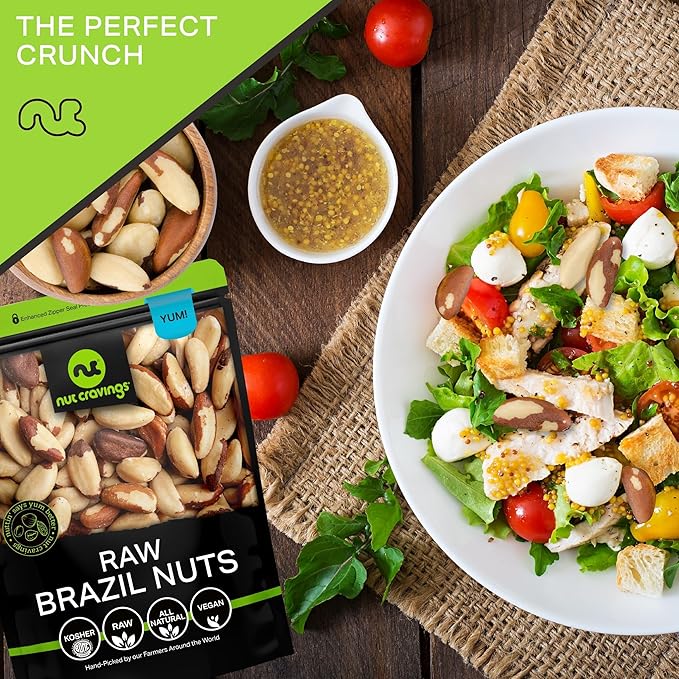 NUT CRAVINGS - Raw Brazil Nuts, Unsalted, No Shell, Whole, (16oz - 2 Pack) Bulk Nuts Packed Fresh in Resealable Bag - Kosher Healthy Snack, Food Assortments