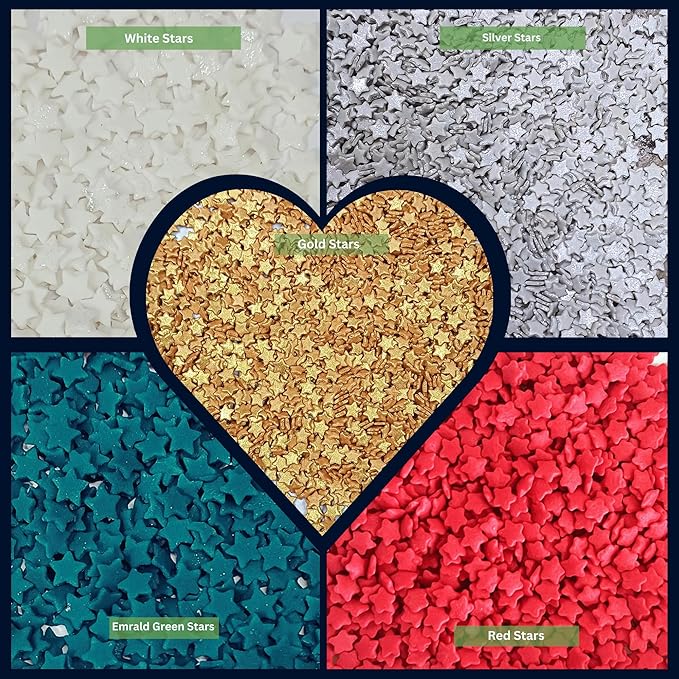 Confect Christmas Sprinkles | White, Red, Silver, Gold & Holly Green Mix | Edible Holiday Sprinkles for Cakes, Cupcakes & Cookies | Festive Baking Decorations-5 Oz