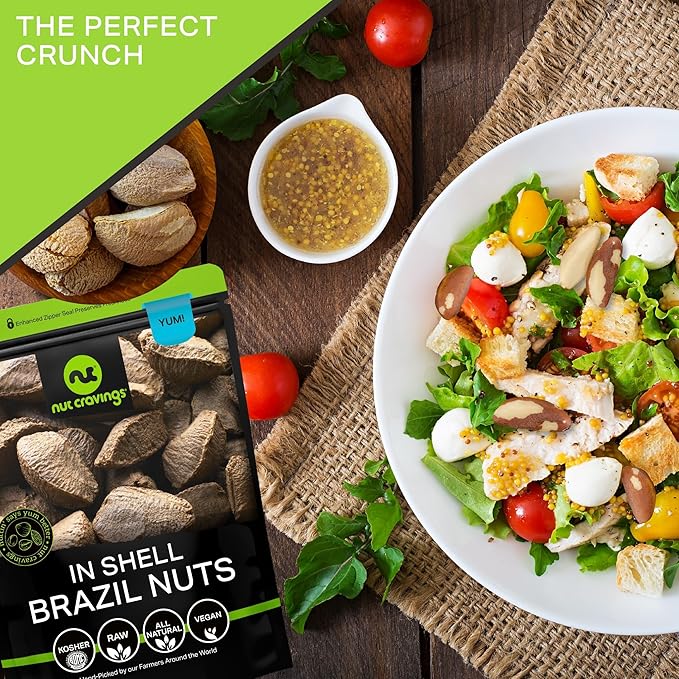NUT CRAVINGS - Raw Brazil Nuts In Shell - Whole, (48oz - 3 LB) Bulk Nuts Packed Fresh in Resealable Bag - Healthy Protein Food Snack, All Natural, Keto, Vegan, Kosher