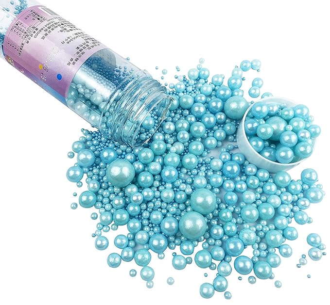 Sprinkles Edible Pearl Sugar Candy Cupcake Cake Topper 120g/ 4.2oz, Decorative Glitter Sprinkle Mix for Baking, Cake and Cookie Decorating (Blue)