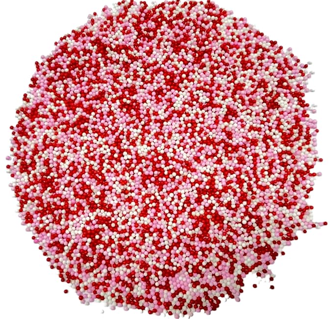 Gevog 2MM Valentines Pearls Sprinkles Mixing Edible Cake Cupcake Sprinkles for Valentines Party Baking Cupcake Cookie Ice Cream Decoration Supplies 110g/ 3.88oz