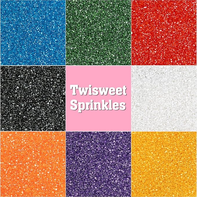 Twisweet White Sprinkles, Edible Sanding Sugar Crystals for Cake Decorating, Extra Fine Candy Sprinkles for Baking, Cupcake Topping Ice Cream Donut Cookies Decoration, Wedding Party Christmas Supplies (150g/5.3oz)