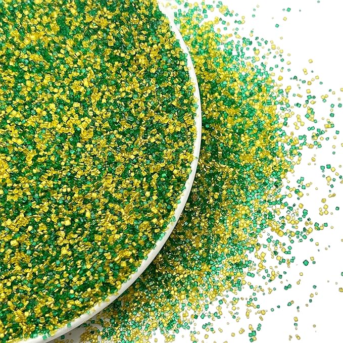 SE Si&Moos Green and Gold Sanding Sugar Crystals for Cake Decorating Green and Gold Sprinkles Colored Sugar Rimmer, Perfect for Cookie, Cake, Cupcake and Cocktail, Wedding Party Christmas Supplies 3.5 OZ