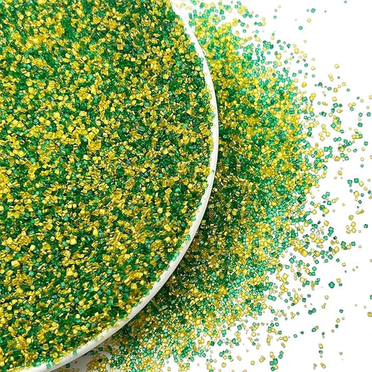 SE Si&Moos Green and Gold Sanding Sugar Crystals for Cake Decorating Green and Gold Sprinkles Colored Sugar Rimmer, Perfect for Cookie, Cake, Cupcake and Cocktail, Wedding Party Christmas Supplies 3.5 OZ
