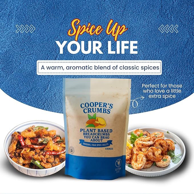 Cooper's Crumbs All Natural Gluten Free Low Carb Bread Crumb Alternative, High Protein, Vegan, Certified Kosher, Paleo, Keto (Original Four Spice Salute)