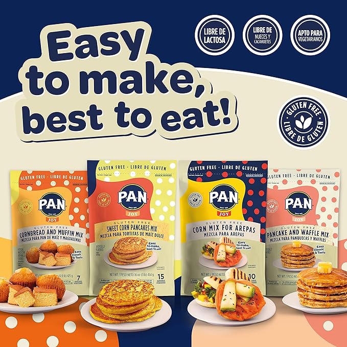 P.A.N Sweet Corn Pancakes Mix – Gluten Free Easy to Prepare 1 lb (Pack of 2)