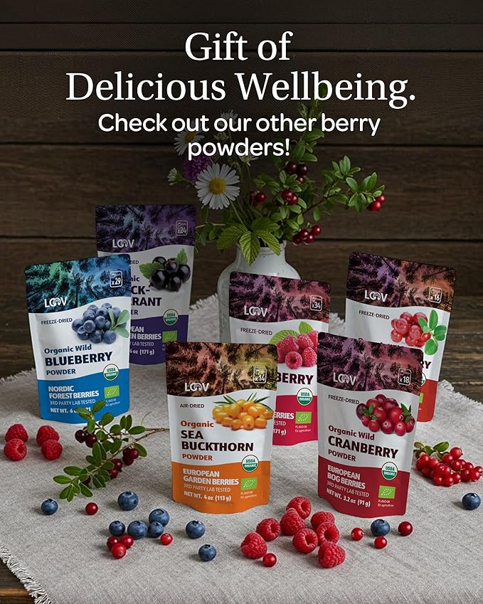 Organic Freeze-Dried Raspberry Powder – 100% Natural Whole Fruit, Certified Organic Red Raspberries – Perfect for Smoothies, Shakes & Baking – Non-GMO, No Added Sugar – 6oz (33 Servings)