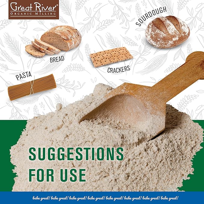 Great River Organic Milling Organic Dark Rye Flour | Whole Grain, Non-GMO, Kosher, Unbromated | Earthy Flavor for Rye Bread, Sourdough Starter, Bagels, Crackers & Artisan Baking | 25 Lb