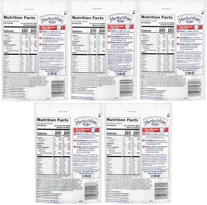 Martha White Muffin Mix Sampler Variety Pack, Pack of 12, Chocolate Chip, Blueberry, Strawberry, Cinnamon Sugar, Wildberry, Just Add Milk