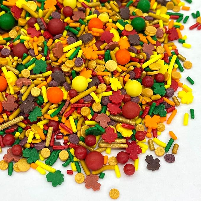 Manvscakes Fall Themed Sprinkles - Sprinkles for Cake Decorating, Edible Thanksgiving Themed Sprinkles, For Baking Chocolate Desserts, Cupcakes, Ice Cream, Caramel Apples & Other Desserts