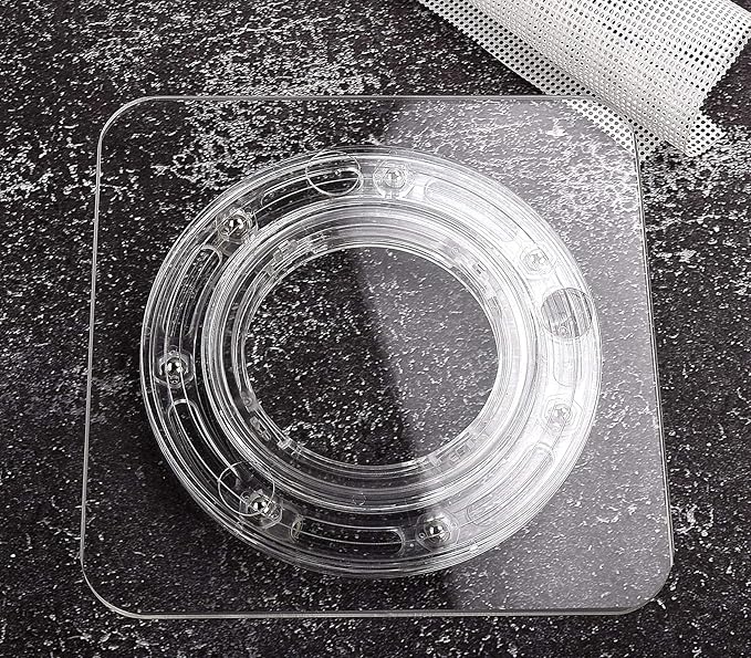 SANGLE SOPFFY 7-Inch Square Acrylic Cookie Turntable with Non-Slip Mat | Cake & Cupcake Decorating Rotary Stand | Smooth Bearing Lazy Susan for Cake Icing, Dessert Display