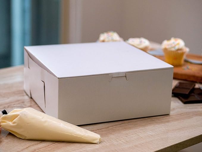 Southern Champion Tray 1025 Premium Clay Coated Kraft Paperboard White Non-Window Sheet Cake and Utility Box, 14" Length x 10" Width x 4" Height, 1/4 Sheet (Case of 100)