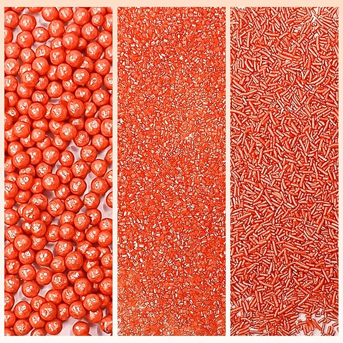 Confect Orange Sprinkles – Halloween Edible Sprinkle Mix | Assorted 5-Pack with Orange Dragees, Jimmies & Sparkling Sugar | Spooky-Night Sprinkles | Cake & Cupcake Decorating Topping | Vegan, Gluten-Free – 5 Oz