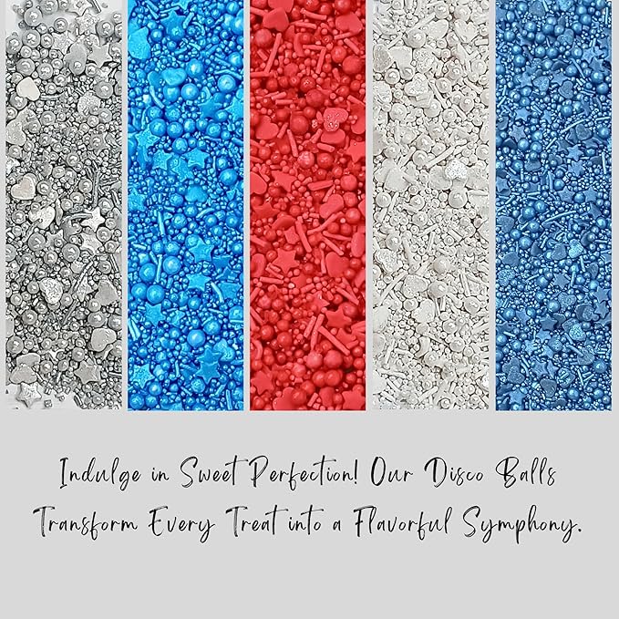 Confect EdibleJuly 4th Sprinkles | Patriotic Mix Red, White & Blue Sprinkles For Celebrations | Sprinkle For Cake & Cupcake Decorations | Vegan, Gluten-Free, Soy-Free, Dairy-Free, Palm Oil-Free- 5 Oz