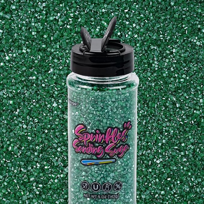Christmas Green Sprinkles, 5oz Edible Dark Green Saning Sugar for Cake Decorating Cupcake Toppings Chocolate Ice Cream Cookies Baking Dessert Wedding Party Food Supplies