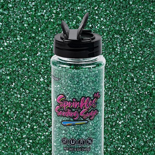 Christmas Green Sprinkles, 5oz Edible Dark Green Saning Sugar for Cake Decorating Cupcake Toppings Chocolate Ice Cream Cookies Baking Dessert Wedding Party Food Supplies