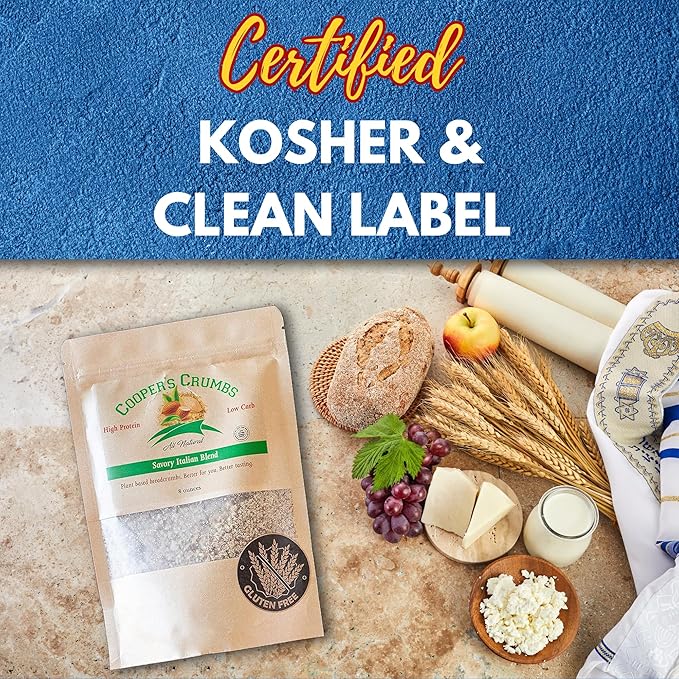 Cooper's Crumbs All Natural Gluten Free Low Carb Bread Crumb Alternative, High Protein, Vegan, Certified Kosher, Paleo, Keto, Packaging may vary (Savory Italian Blend)