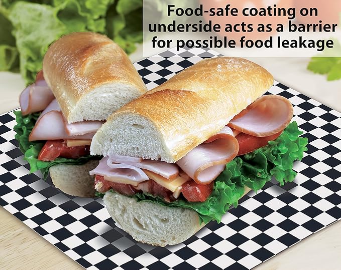 300-Count Better Kitchen Products Checkered Deli Dry Wax Paper Sheets, 12 x 12 inch, Greaseproof Deli Wrap for Foodservice, Food Basket Liners, Disposable Grease Proof Liners for Food Concession