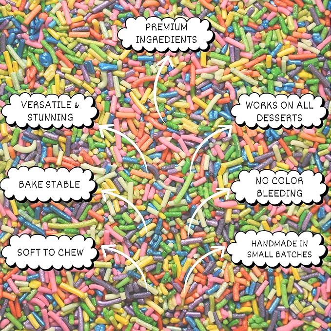 Confect Color Splash Rainbow Sprinkles – Custom Blend Multicolor Jimmies – Edible Toppings for Cake, Cupcake & Dessert Decorating –Vegan, Gluten-Free, Nut-Free, Soy-Free, Dairy-Free, Palm Oil-Free – 4.2 Oz